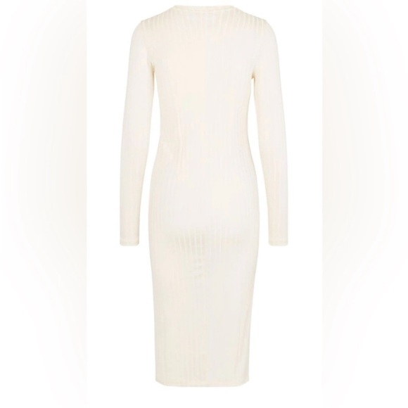 Samsoe Samsoe Jenari Ribbed Knit Eggnog Long Sleeve Sheath Dress Size Large - Picture 2 of 15